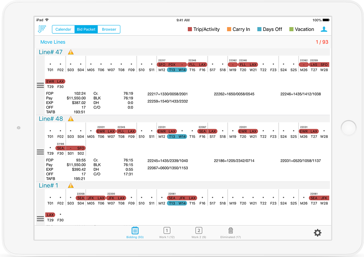 image of BidPro Plus! Bidding iPad app bid packet view