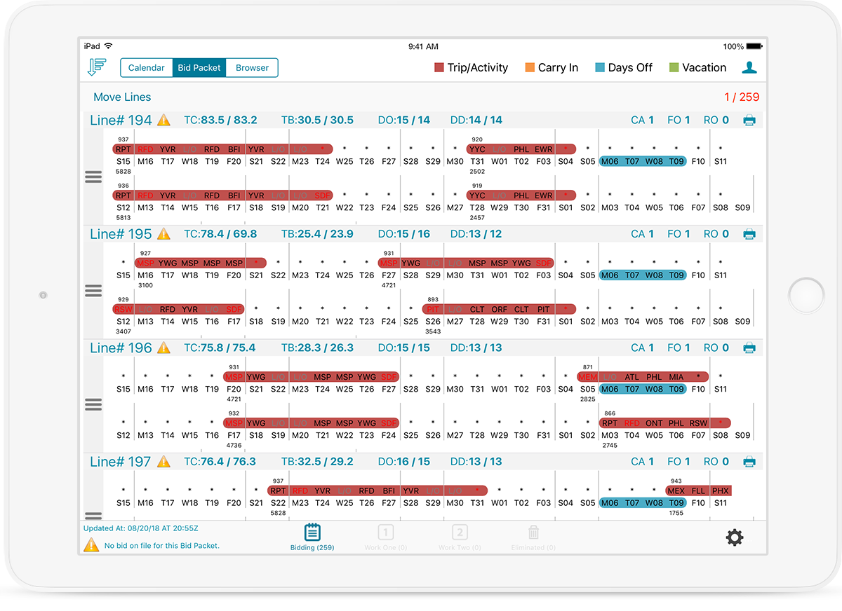 image of BidPro Plus! Bidding iPad app bid packet view