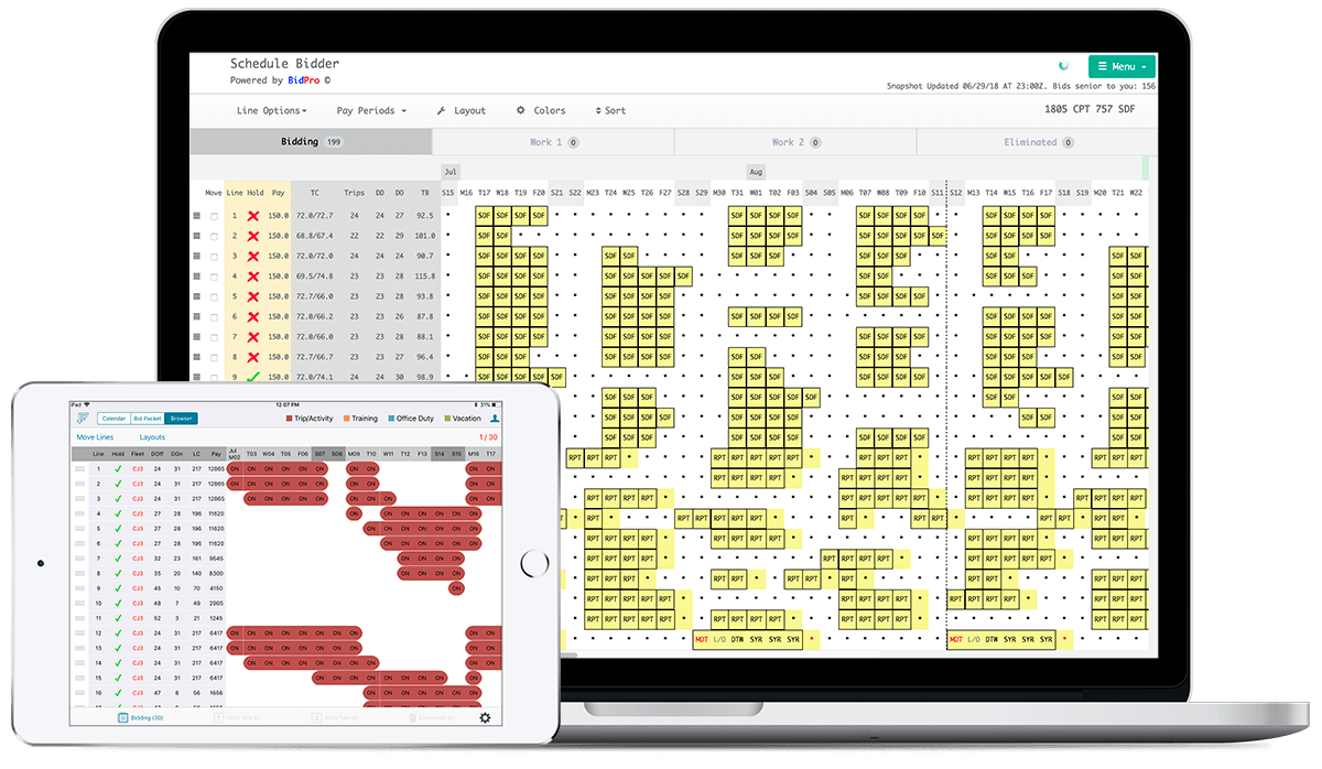 BidPro Plus! Bidding application displayed on laptop and iPad screens