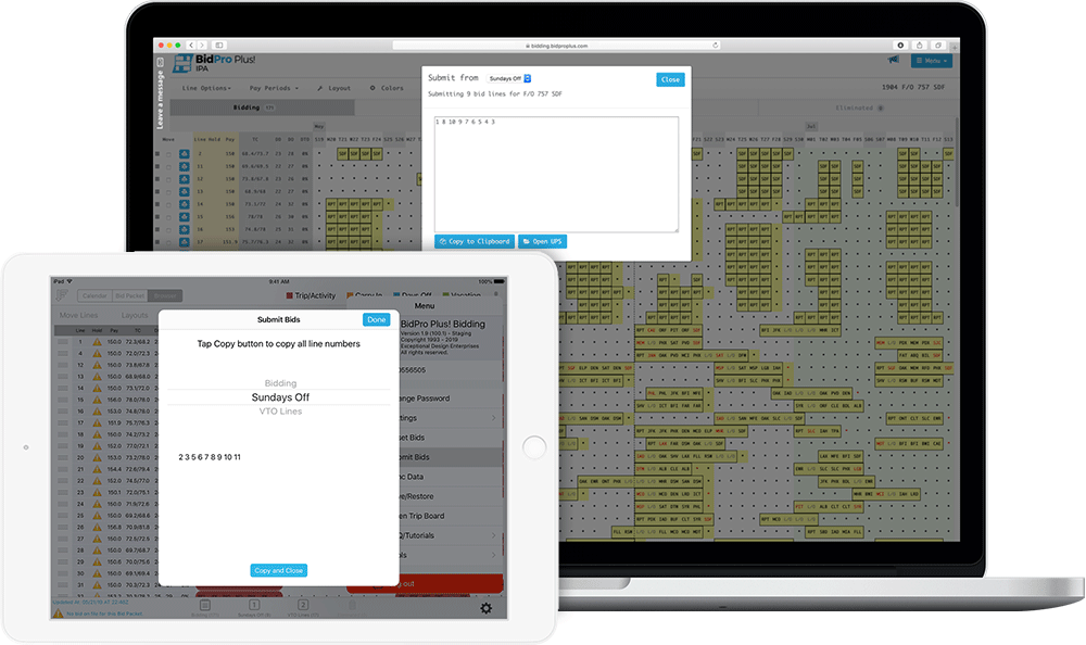 image of submitting bids on BidPro Plus! Bidding iPad app