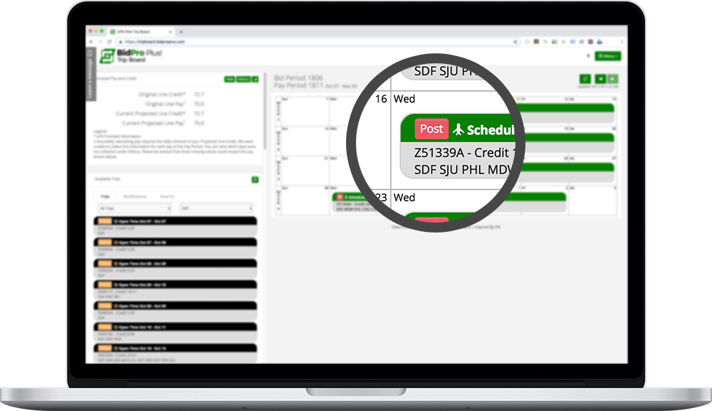 image of posting trip on BidPro Plus! UPS Trip Board